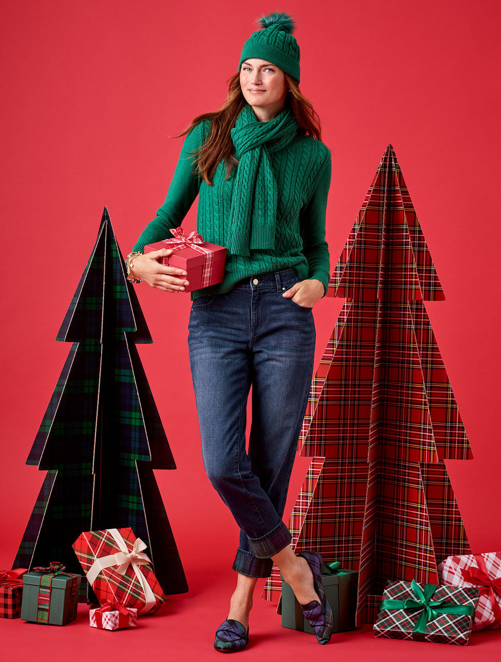 BLACK|INDIGO BLUE|LUSH GREEN|RED POP|BRILLIANT PURPLE SOFT CABLE KNIT BEANIE | Talbots outlet