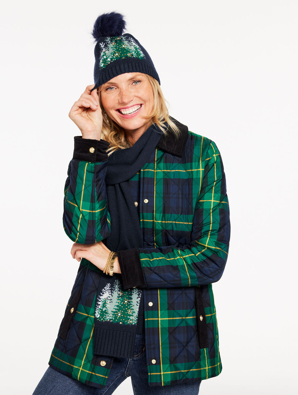 INDIGO MULTI WHIMSY TREE BEANIE | Talbots discount