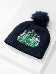 INDIGO MULTI WHIMSY TREE BEANIE | Talbots discount