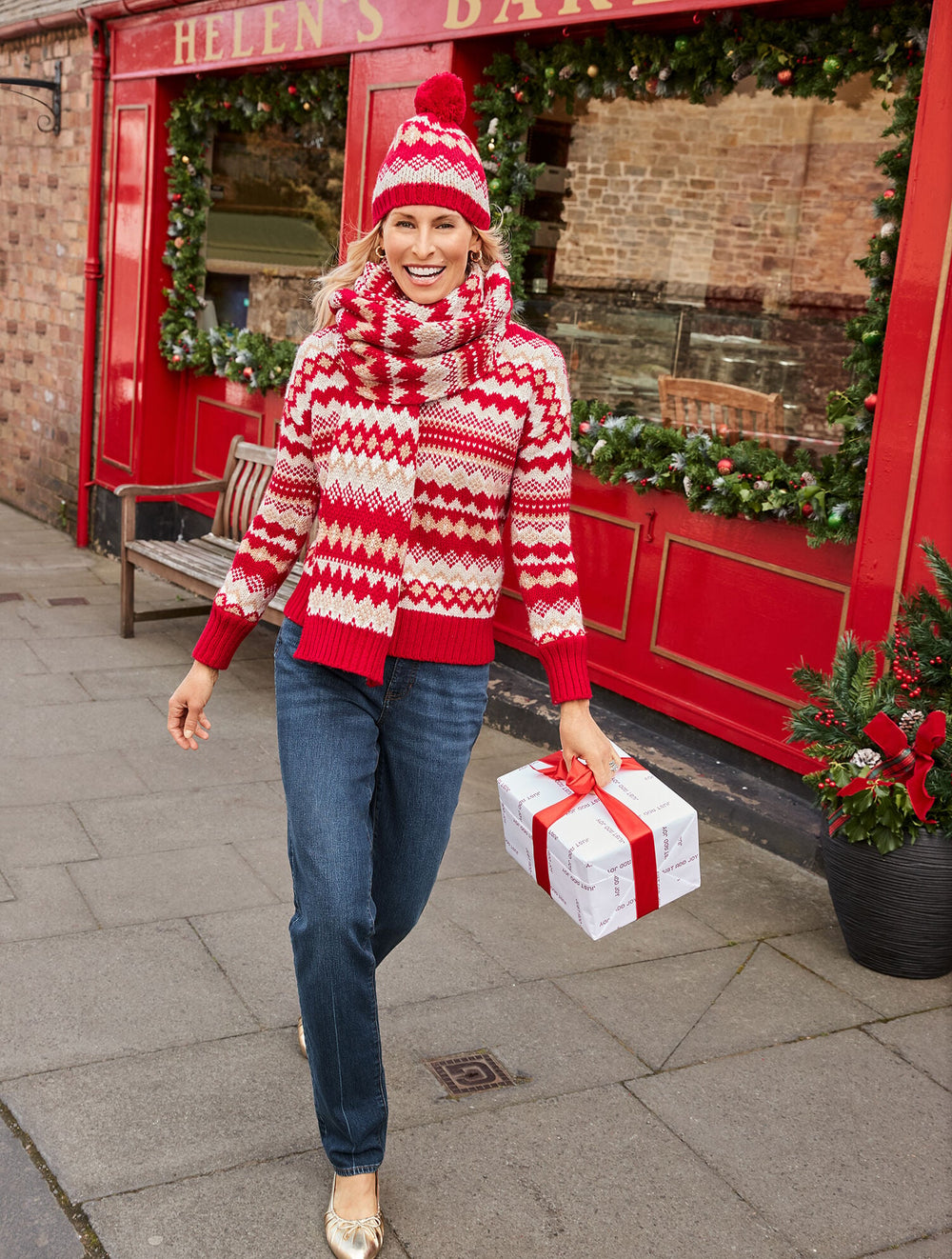 RED POP MULTI TWILIGHT FAIR ISLE BEANIE | Talbots for sale