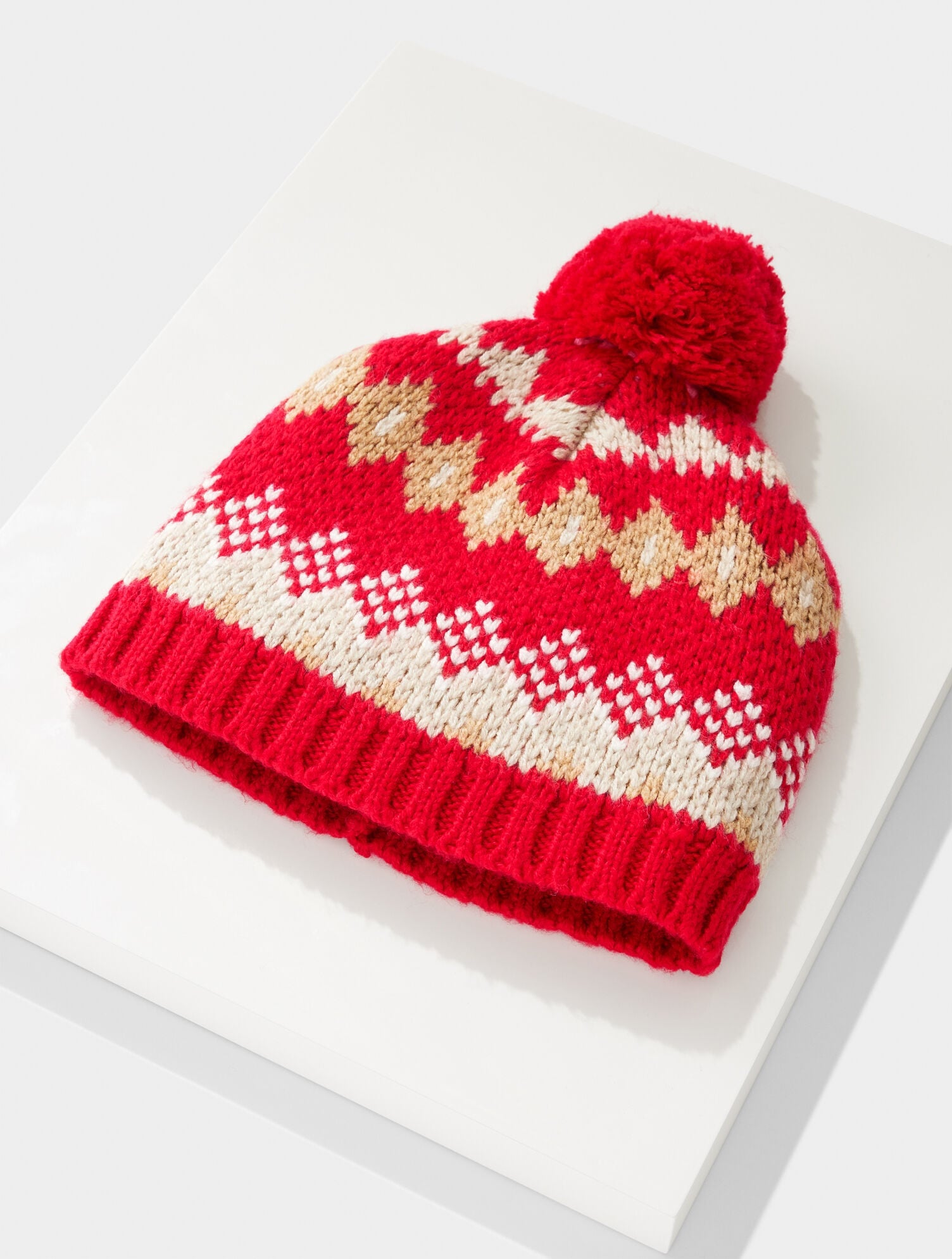 RED POP MULTI TWILIGHT FAIR ISLE BEANIE | Talbots for sale