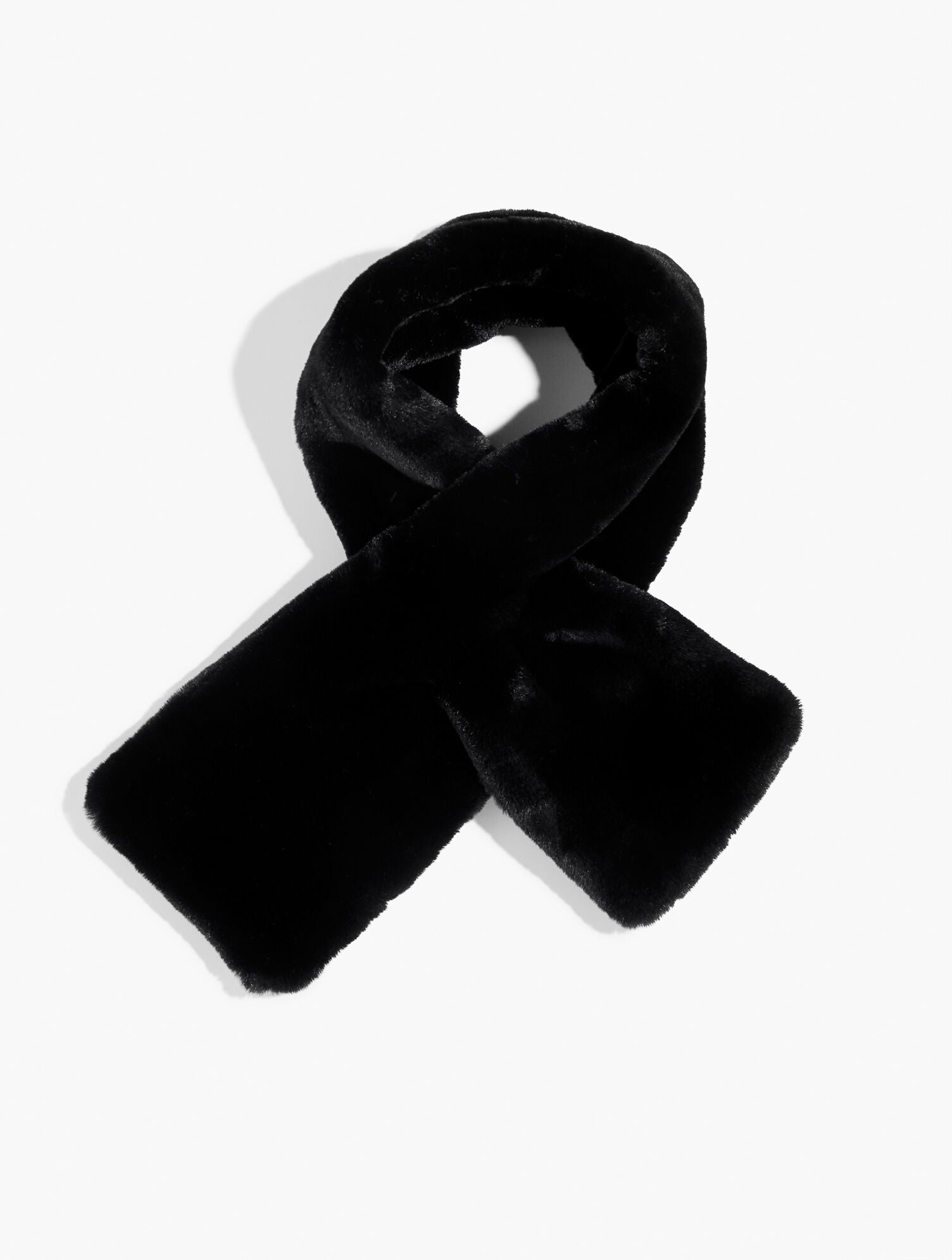 BLACK FAUX FUR PULL-THROUGH SCARF | Talbots discount