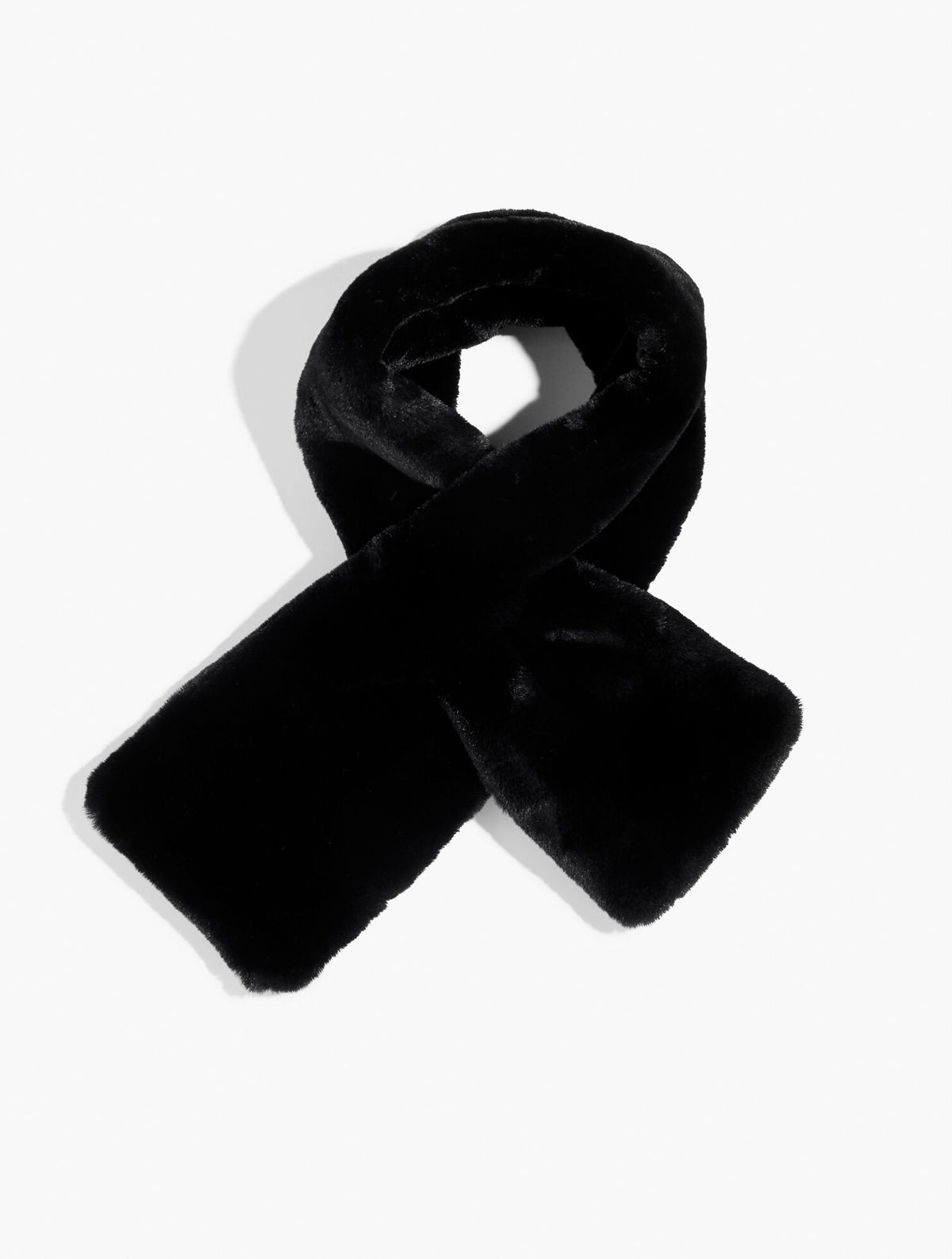 BLACK FAUX FUR PULL-THROUGH SCARF | Talbots discount