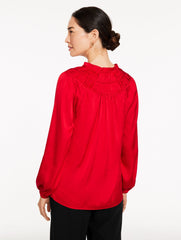 RED POP SOFT SATIN CHARMEUSE SHIRRED TOP | Talbots near me