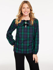 GREEN MULTI METALLIC BOW TOP - MERRIMENT TARTAN | Talbots for sale
