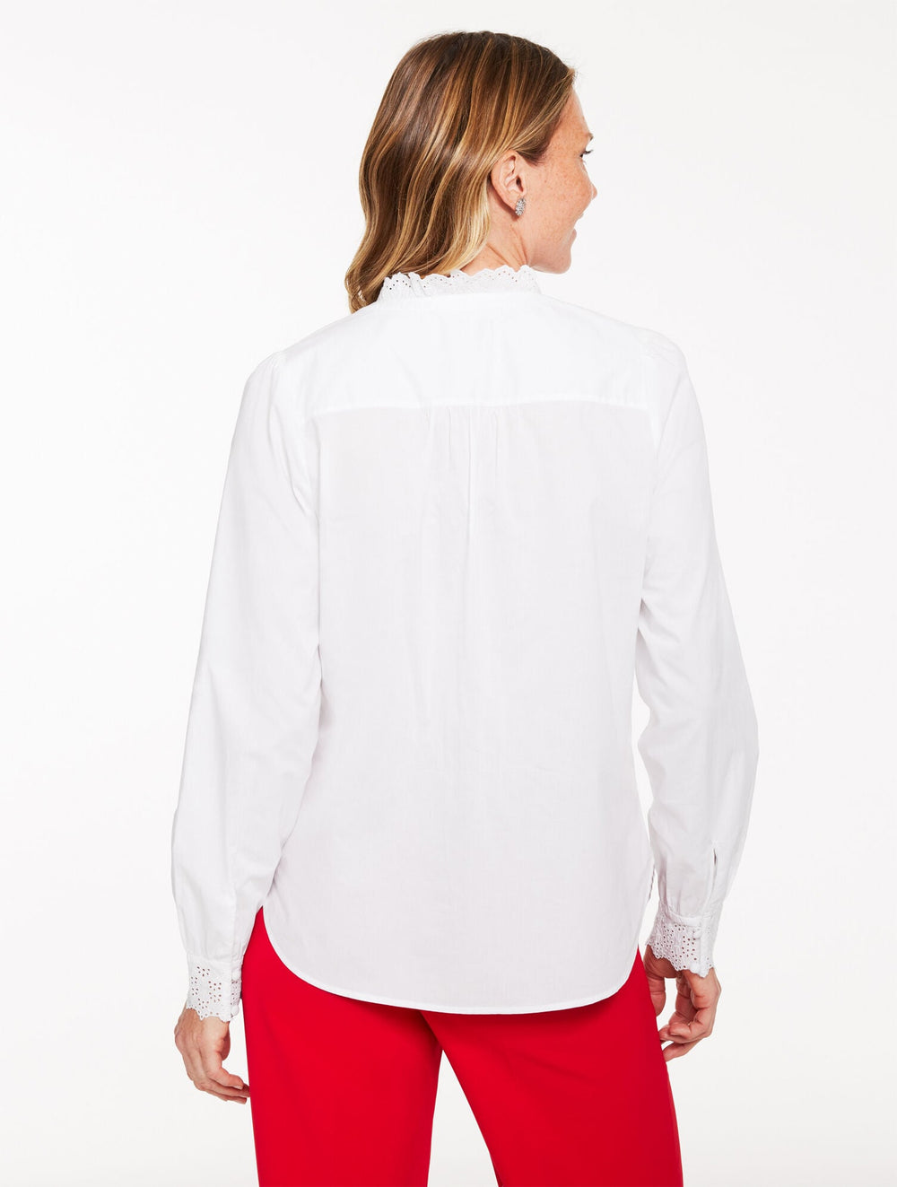 WHITE EMBELLISHED EYELET POPLIN TOP | Talbots US