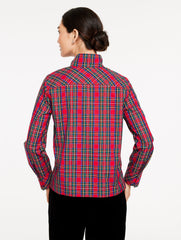RED POP MULTI RHINESTONE NON-IRON POPOVER - BLISSFUL PLAID | Talbots US
