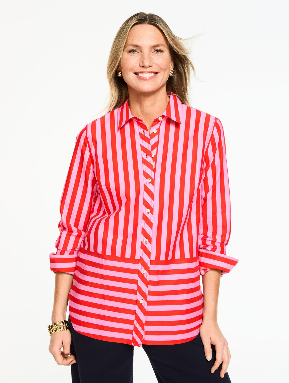 VALIANT POPPY/LILAC MODERN CLASSIC SHIRT - LIVELY STRIPE | Talbots sale
