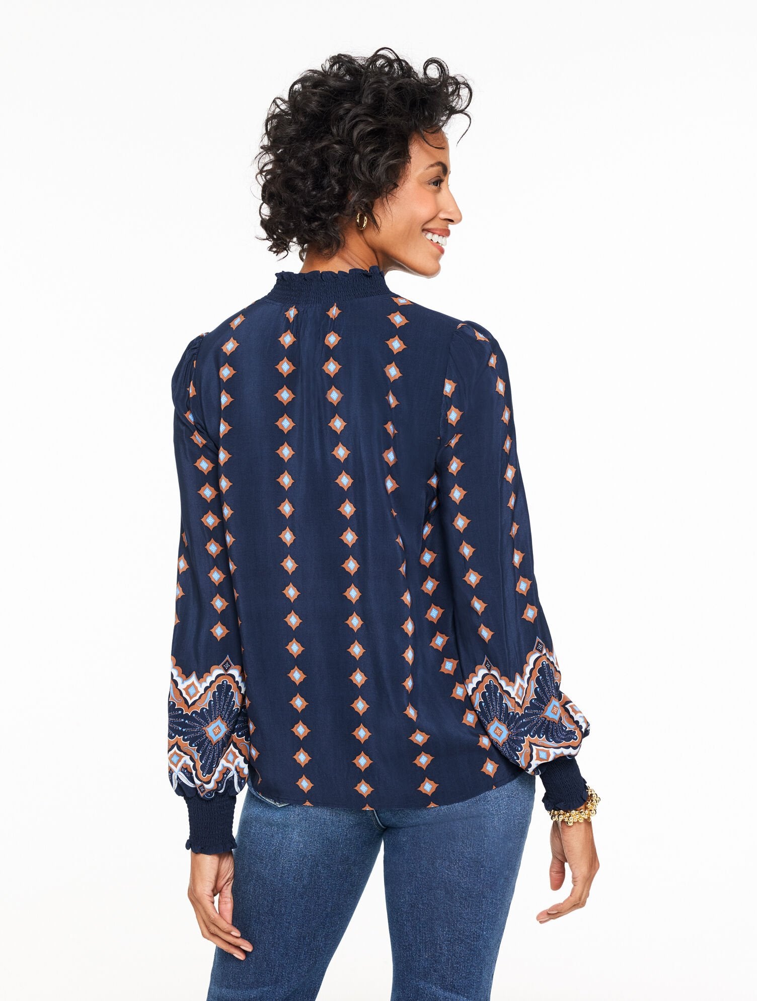 INDIA INK MULTI RUFFLE TOP - SCALLOP MEDALLION | Talbots discount