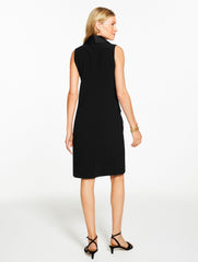 BLACK POLISHED CREPE BLAZER DRESS | Talbots US