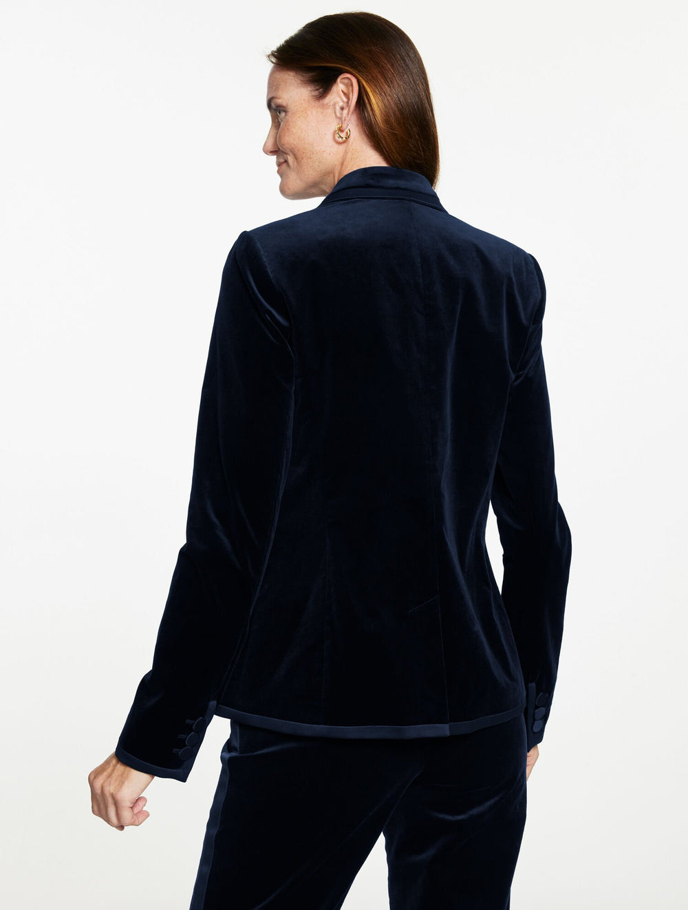 INDIGO BLUE|RICH BURGUNDY TIPPED VELVETEEN BLAZER | Talbots online