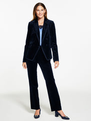 INDIGO BLUE|RICH BURGUNDY TIPPED VELVETEEN BLAZER | Talbots online
