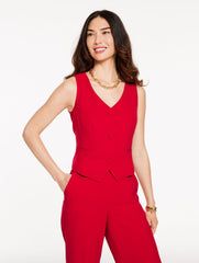 RED POP POLISHED CREPE VEST | Talbots discount
