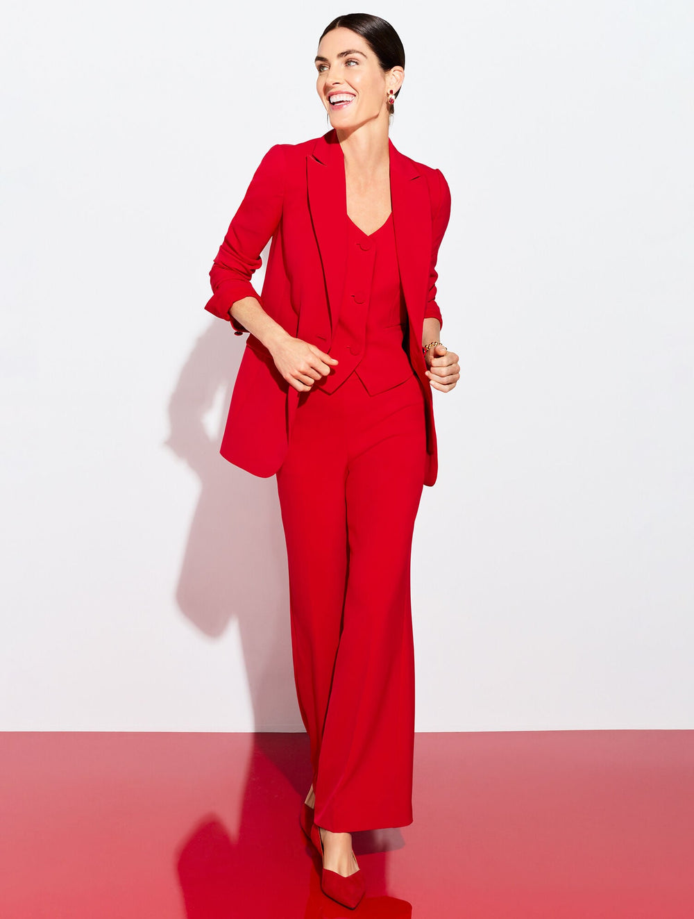 RED POP POLISHED CREPE VEST | Talbots for sale