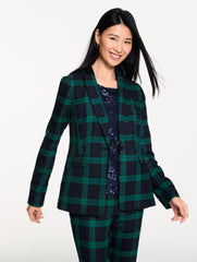 INDIGO BLUE MULTI DASHING TARTAN BLAZER | Talbots outlet