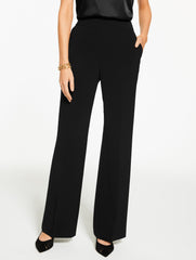 BLACK|RED POP WIDE LEG POLISHED CREPE PANTS | Talbots for sale