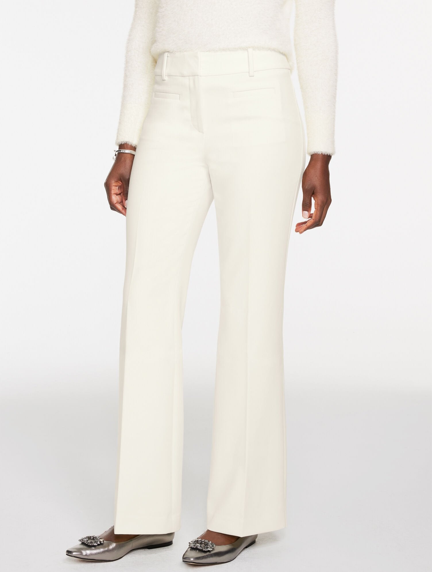IVORY FLARE LEG TAILORED STRETCH PANTS | Talbots US