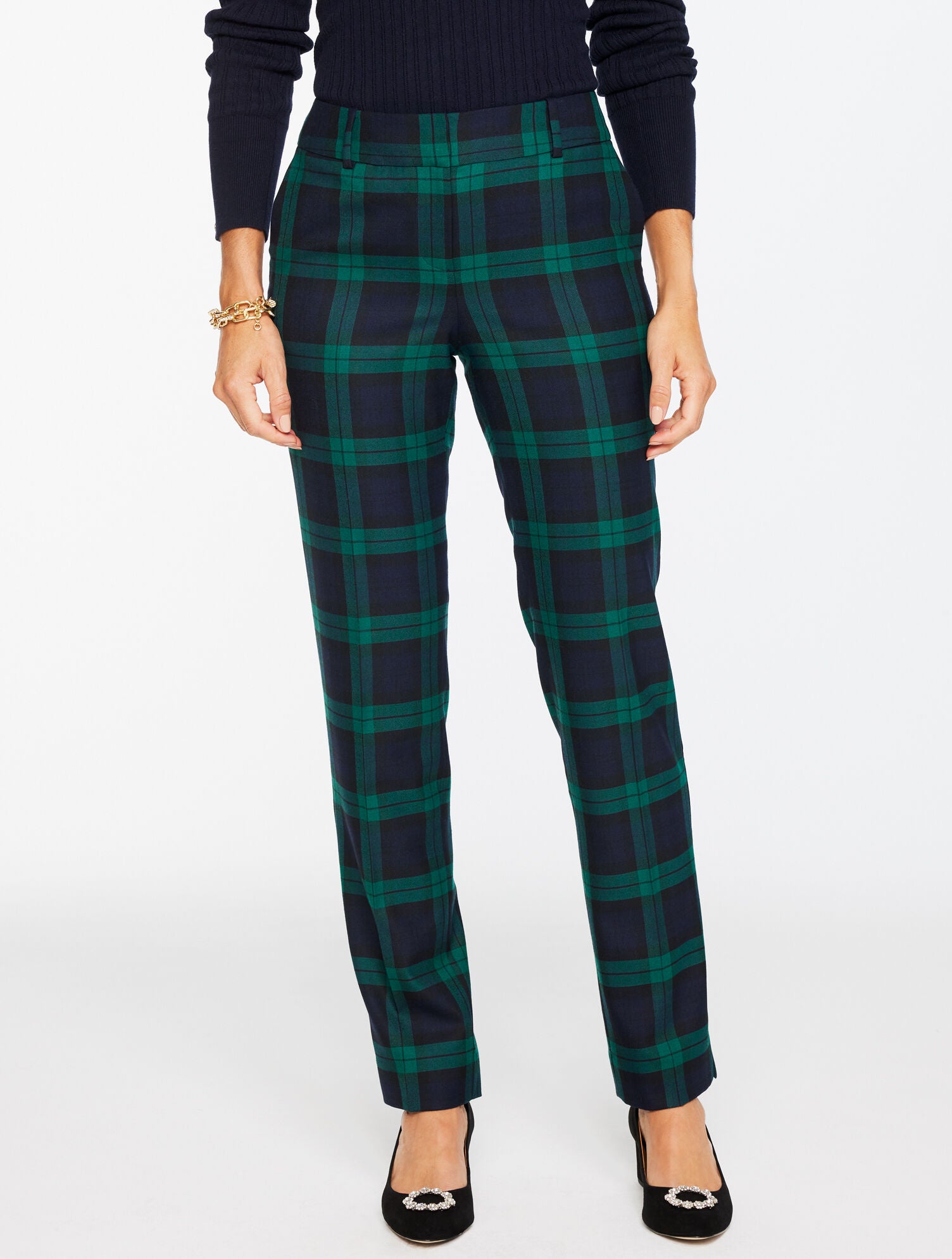 INDIGO BLUE MULTI TALBOTS HAMPSHIRE STRAIGHT ANKLE PANTS - DASHING TARTAN | Talbots near me