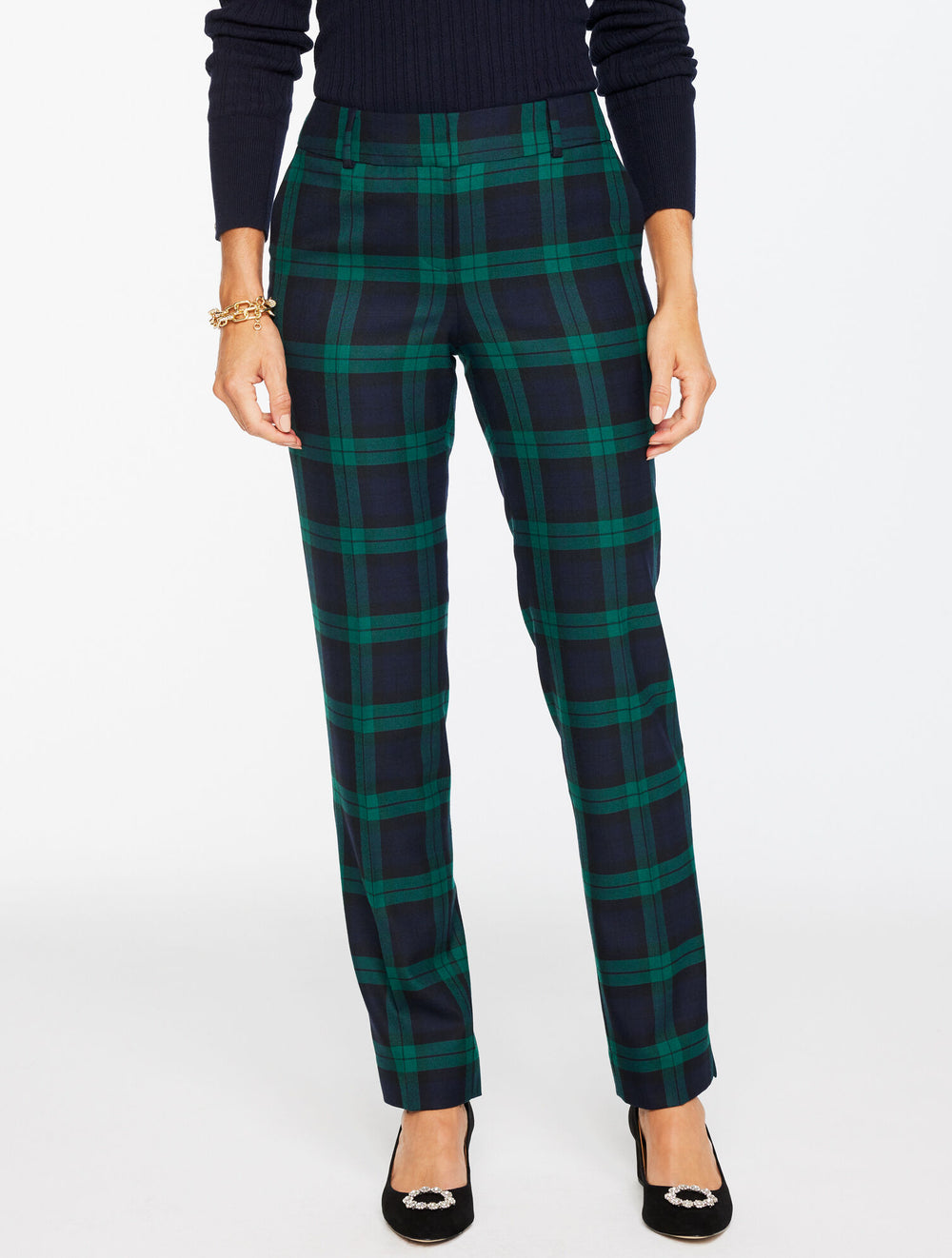 INDIGO BLUE MULTI TALBOTS HAMPSHIRE STRAIGHT ANKLE PANTS - DASHING TARTAN | Talbots near me