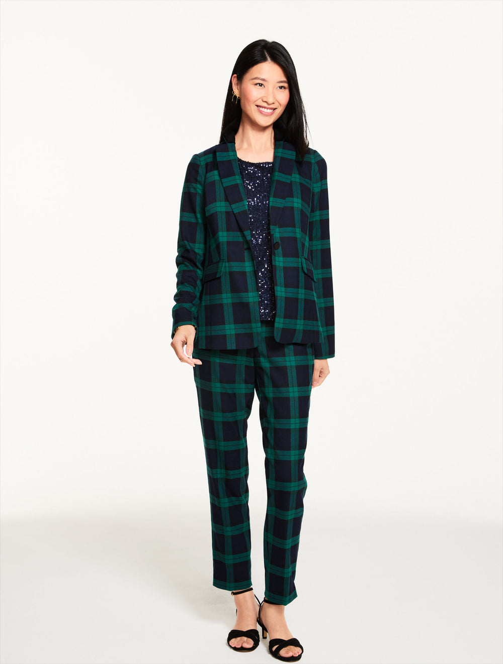 INDIGO BLUE MULTI TALBOTS HAMPSHIRE STRAIGHT ANKLE PANTS - DASHING TARTAN | Talbots near me