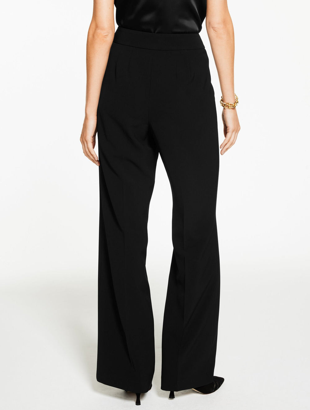 BLACK|RED POP PLUS EXCLUSIVE WIDE LEG POLISHED CREPE PANTS | Talbots sale