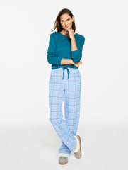 VISTA BLUE MULTI COTTON PAJAMA SET - COZY PLAID | Talbots discount