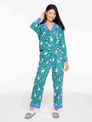 LUSH GREEN/BLUE MAJESTY PRINTFRESH FLANNEL LONG PAJAMA SET - BUNDLED UP | Talbots for sale
