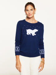 INDIA INK MULTI CREWNECK SWEATER - POLAR BEAR | Talbots sale