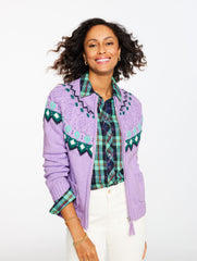 PURPLE ROSE MULTI CABLE KNIT CARDIGAN - FAIR ISLE | Talbots outlet
