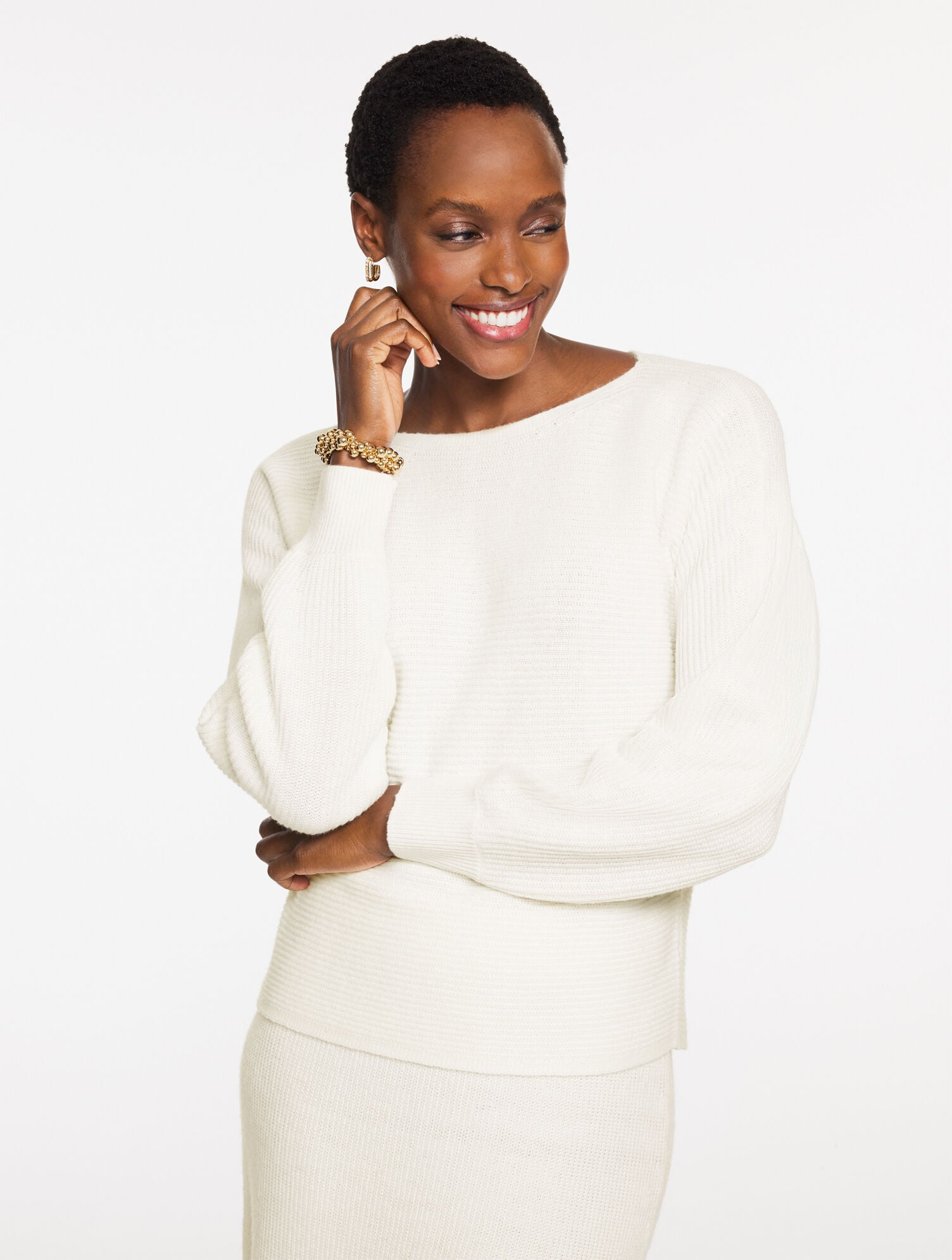 IVORY RIBBED DOLMAN SLEEVE SWEATER | Talbots near me