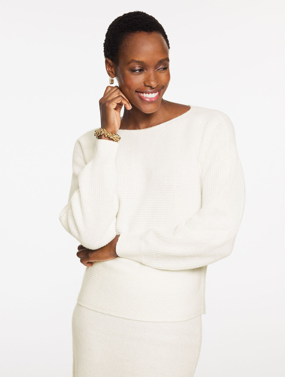 IVORY RIBBED DOLMAN SLEEVE SWEATER | Talbots near me
