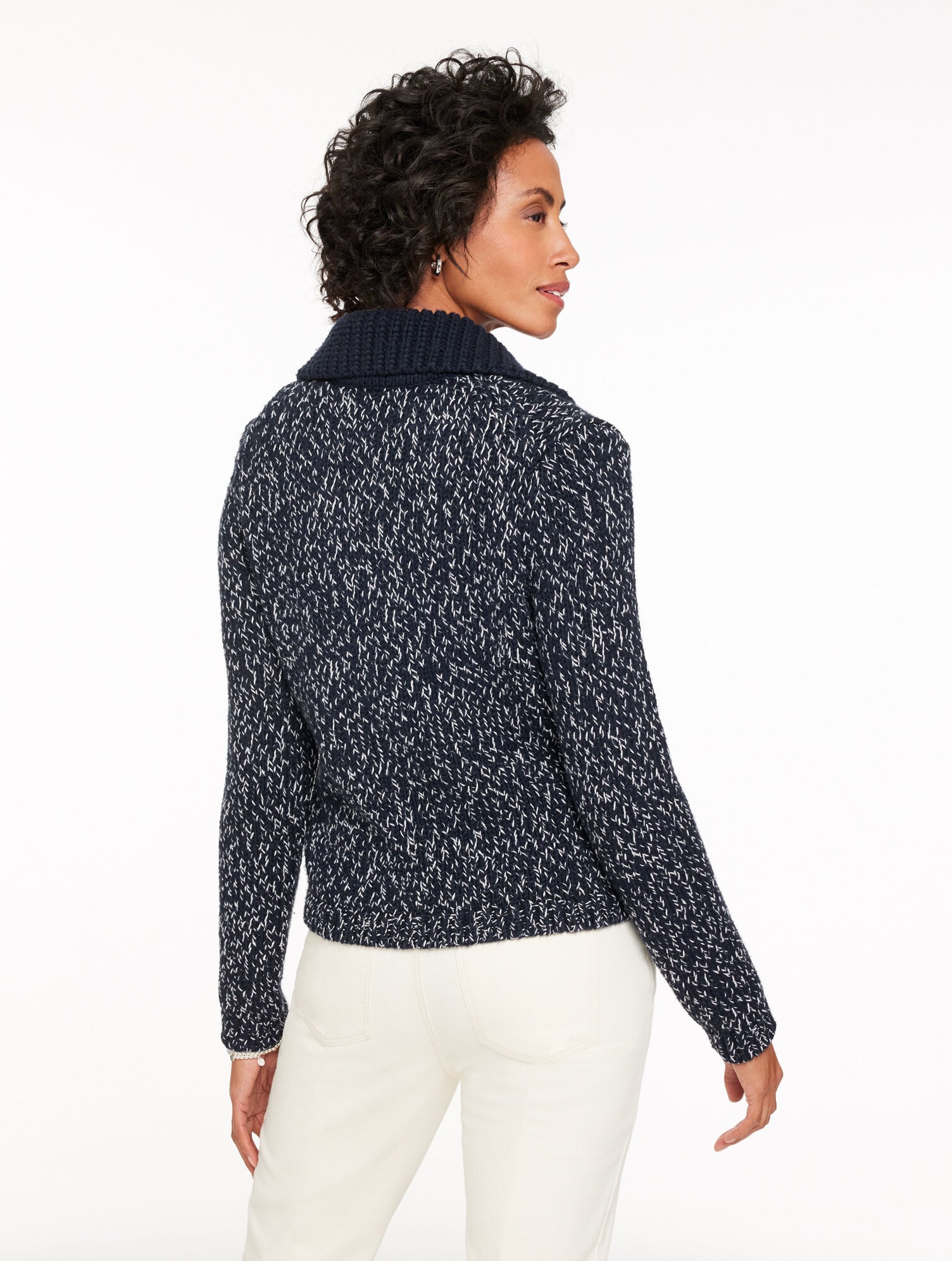 INDIGO/IVORY SWEATER JACKET - MARL STRIPE | Talbots on sale