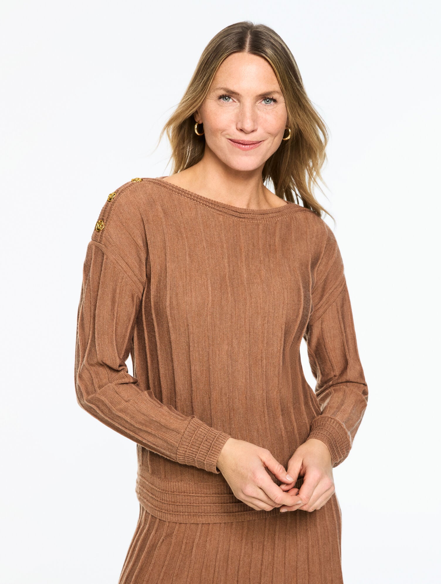 JASPER HEATHER RADIATING RIB BOATNECK SWEATER | Talbots for sale