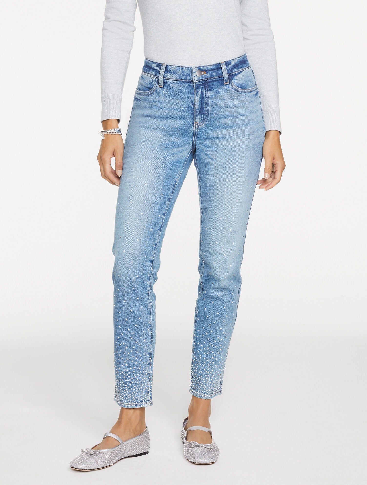 AVALON WASH SLIM ANKLE RHINESTONE JEANS - AVALON WASH | Talbots US