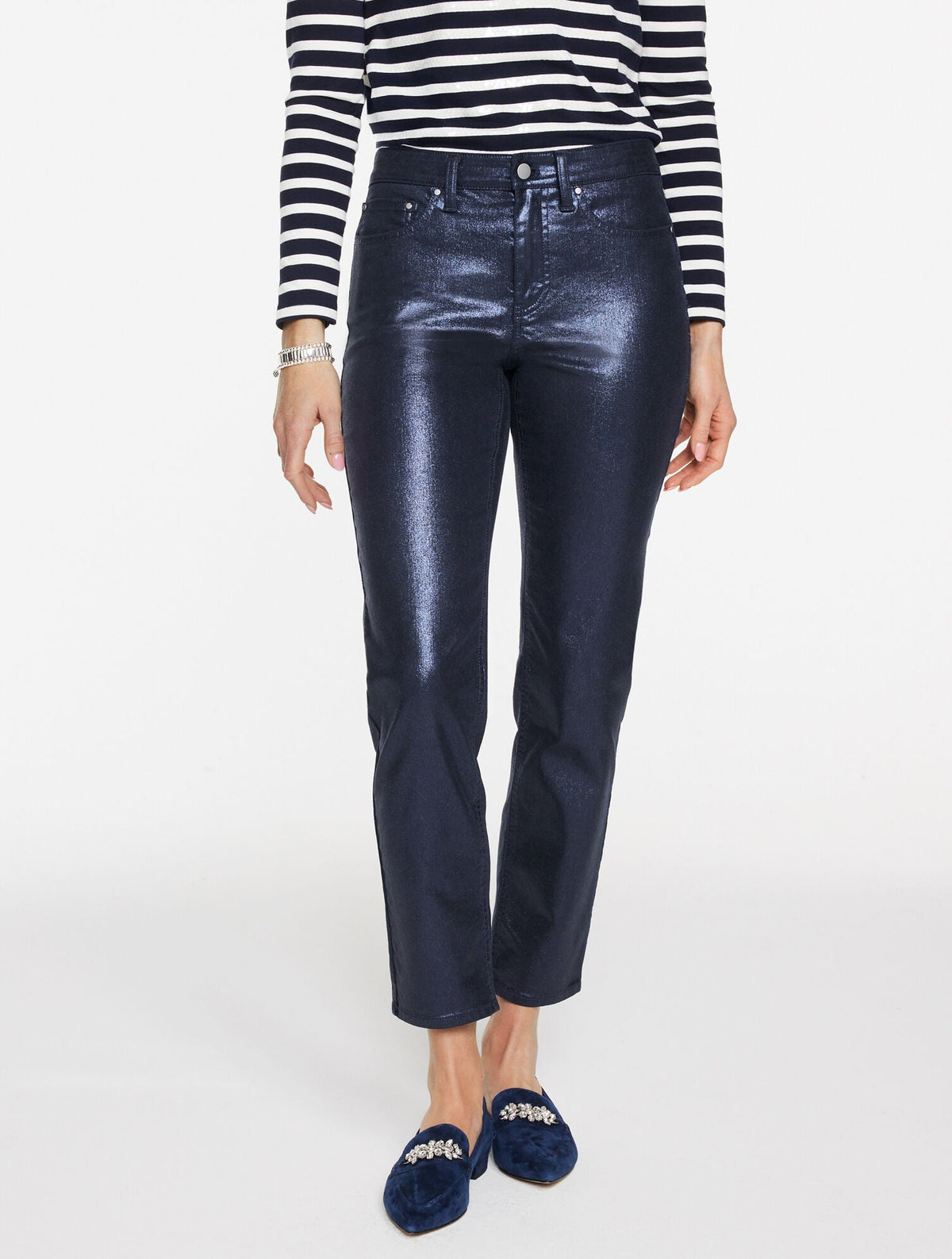 INDIGO SLIM STRAIGHT ANKLE JEANS - INDIGO FOIL | Talbots for sale