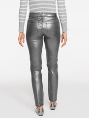 PEWTER METALLIC FOIL SLIM ANKLE JEANS - PEWTER FOIL | Talbots outlet