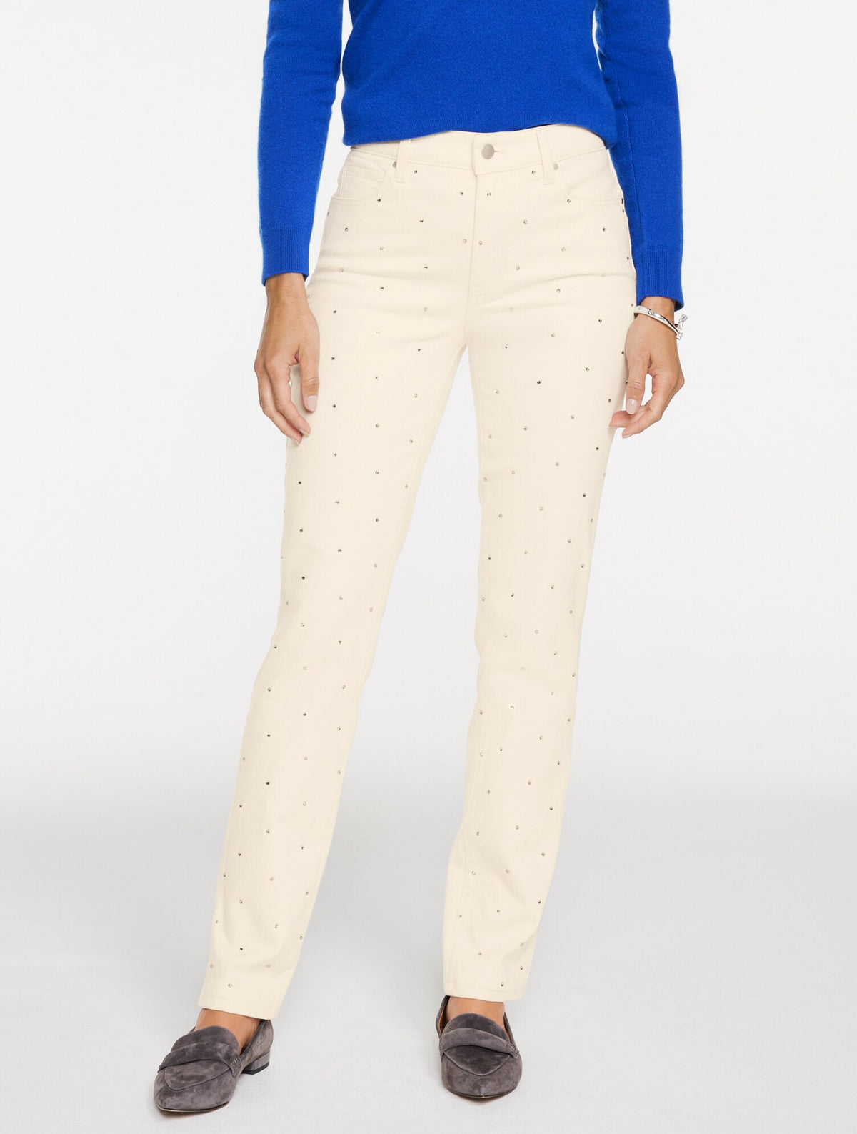 NATURAL STRAIGHT LEG RHINESTONE JEANS | Talbots on sale