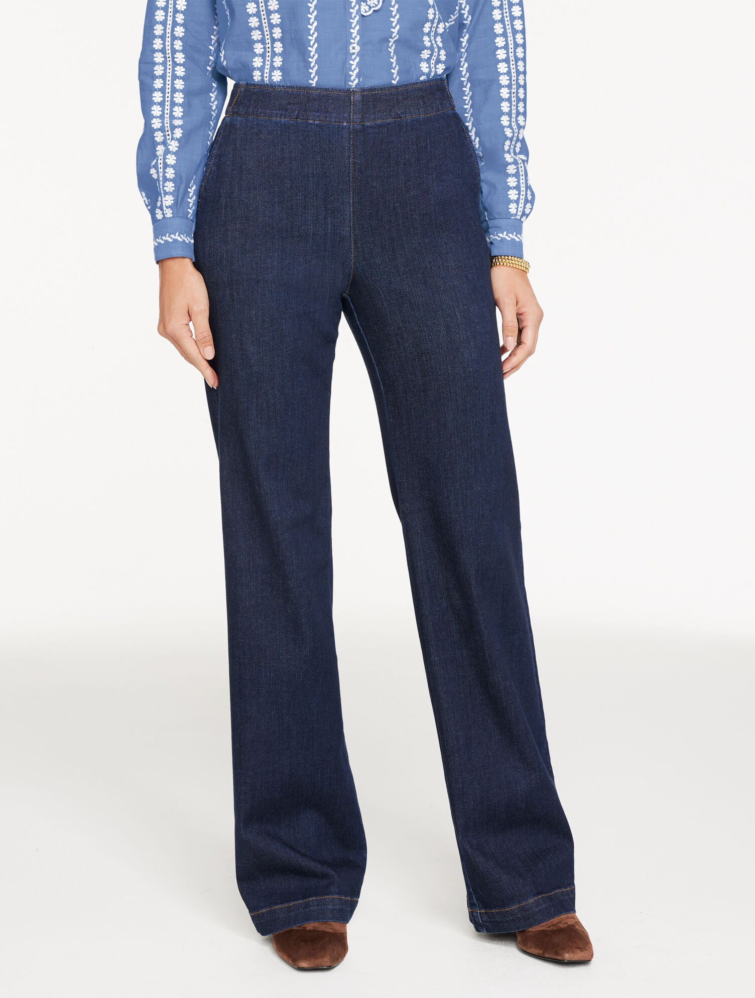 DEAUVILLE WASH TROUSER PULL-ON TRAVEL JEANS - DEAUVILLE WASH | Talbots discount