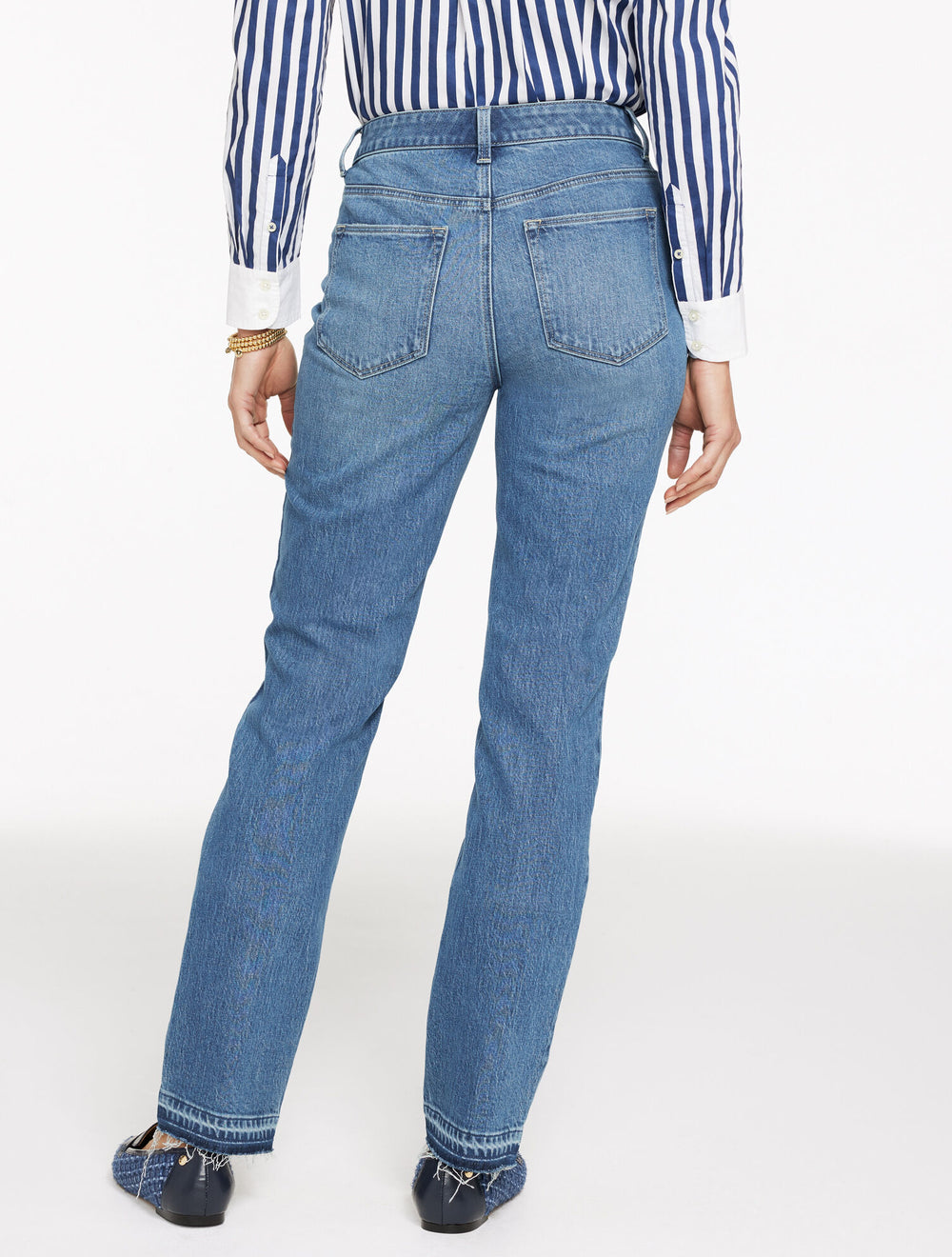 MESEROLE WASH STRAIGHT LEG DROP HEM JEANS - MESEROLE WASH | Talbots US