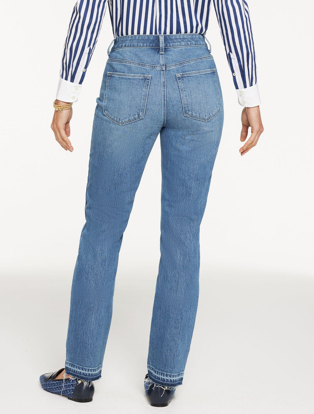 MESEROLE WASH STRAIGHT LEG DROP HEM JEANS - MESEROLE WASH - CURVY FIT | Talbots on sale