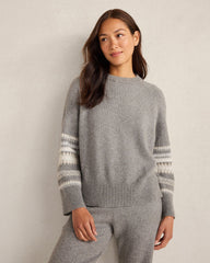 BEND FAIRISLE FOG HTHR ORGANIC COTTON BLEND NOSTALGIC FAIR ISLE CREWNECK SWEATER | Talbots outlet