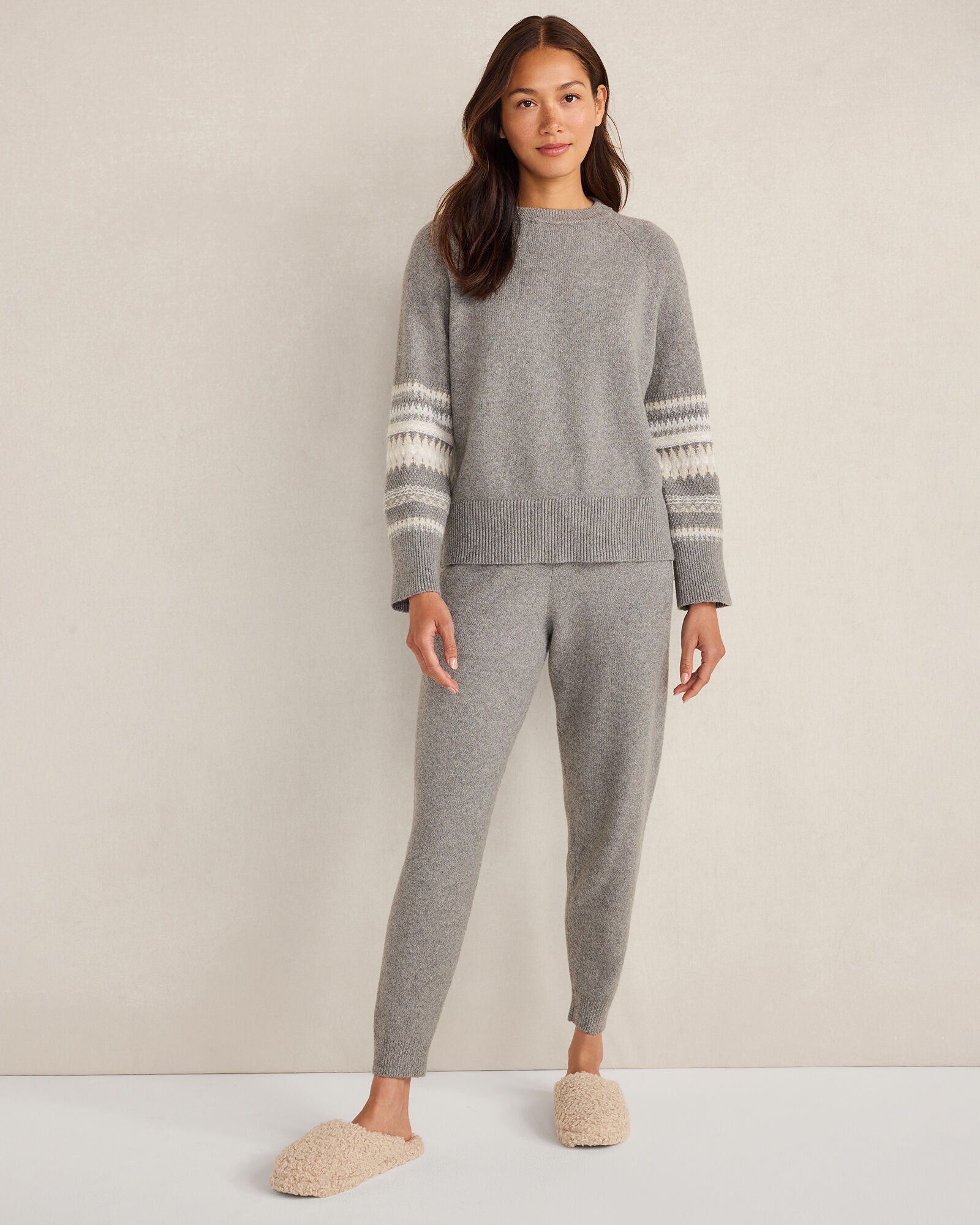 BEND FAIRISLE FOG HTHR ORGANIC COTTON BLEND NOSTALGIC FAIR ISLE CREWNECK SWEATER | Talbots near me