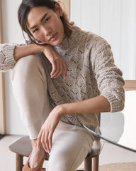 OYSTER SHELL W/LUREX LUREX BLEND POINTELLE CREWNECK SWEATER | Talbots online