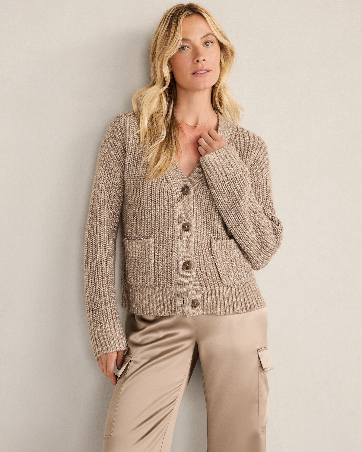 NIGHTENGALE W/LUREX LUREX BLEND SHAKER STITCH CARDIGAN | Talbots discount
