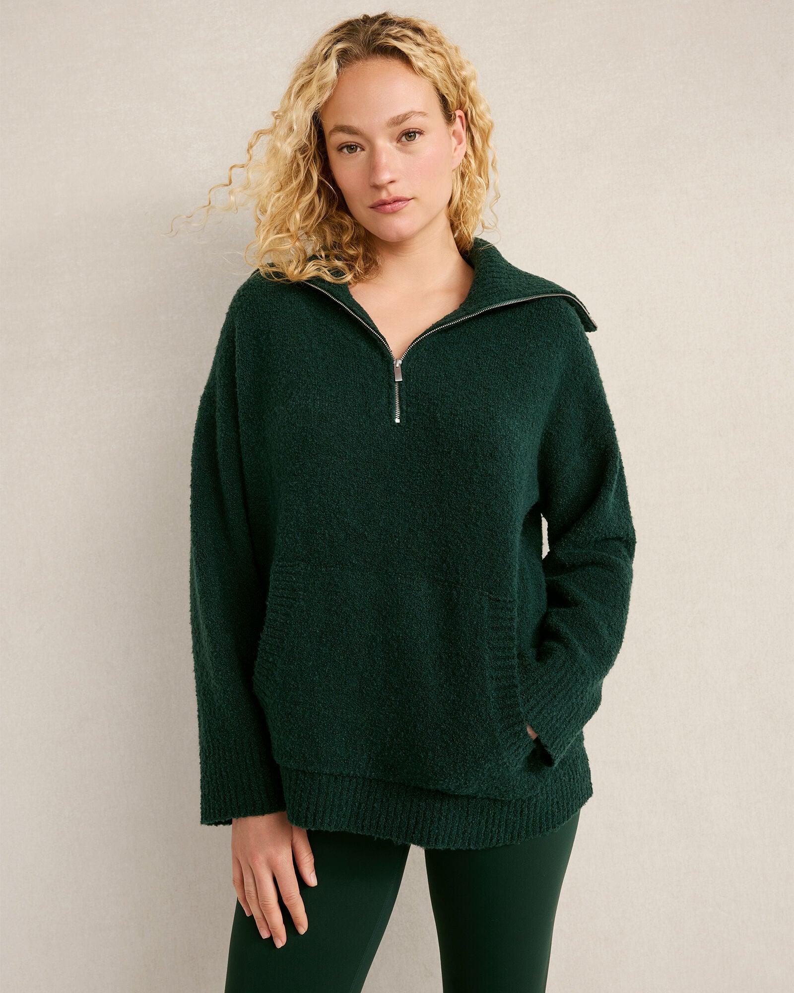 IVORY|HUNTER BOUCLE HALF-ZIP PULLOVER | Talbots outlet