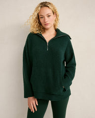 IVORY|HUNTER BOUCLE HALF-ZIP PULLOVER | Talbots online