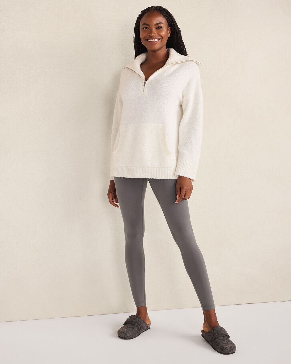 IVORY|HUNTER BOUCLE HALF-ZIP PULLOVER | Talbots outlet