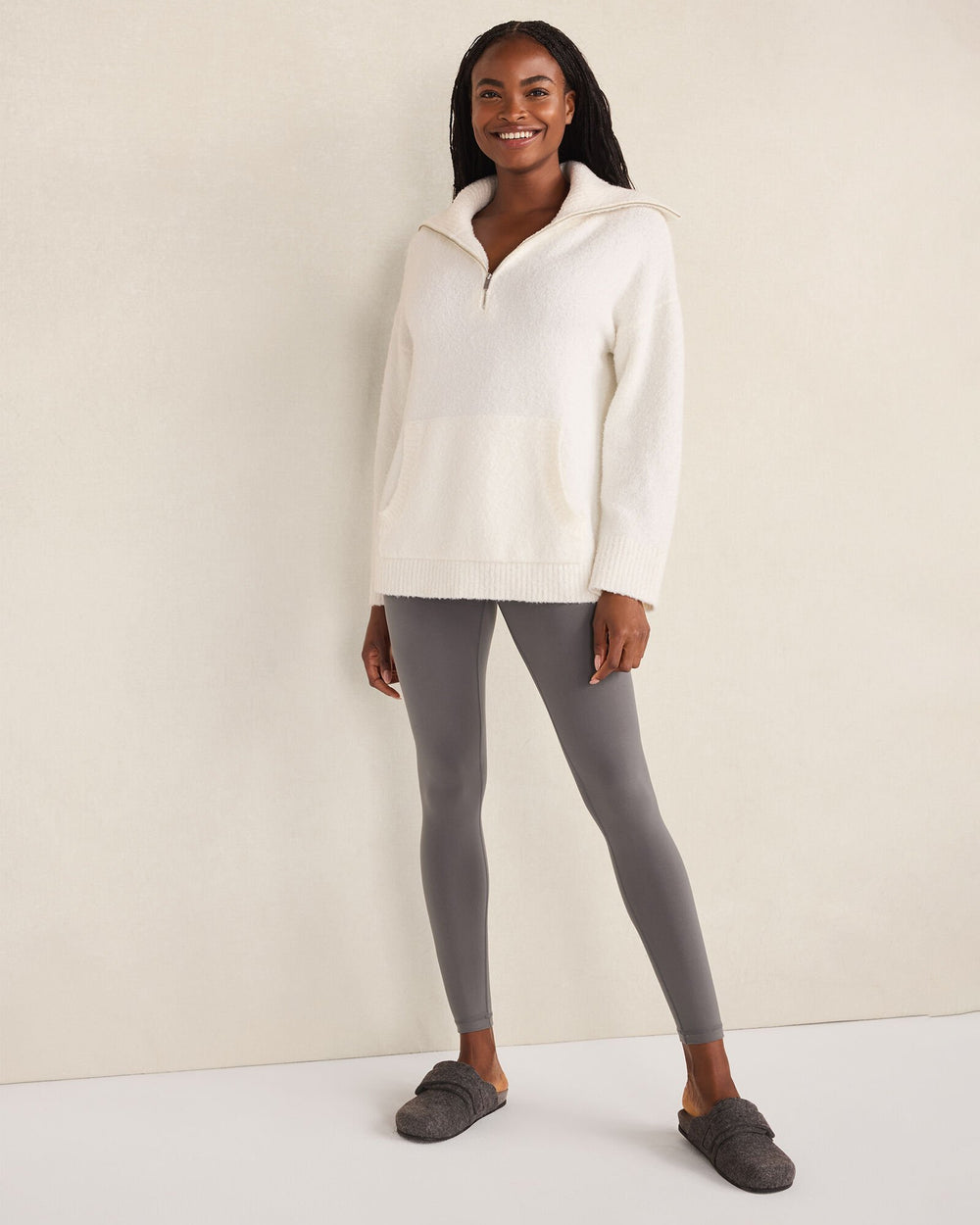 IVORY|HUNTER BOUCLE HALF-ZIP PULLOVER | Talbots online