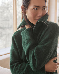 IVORY|HUNTER BOUCLE HALF-ZIP PULLOVER | Talbots outlet