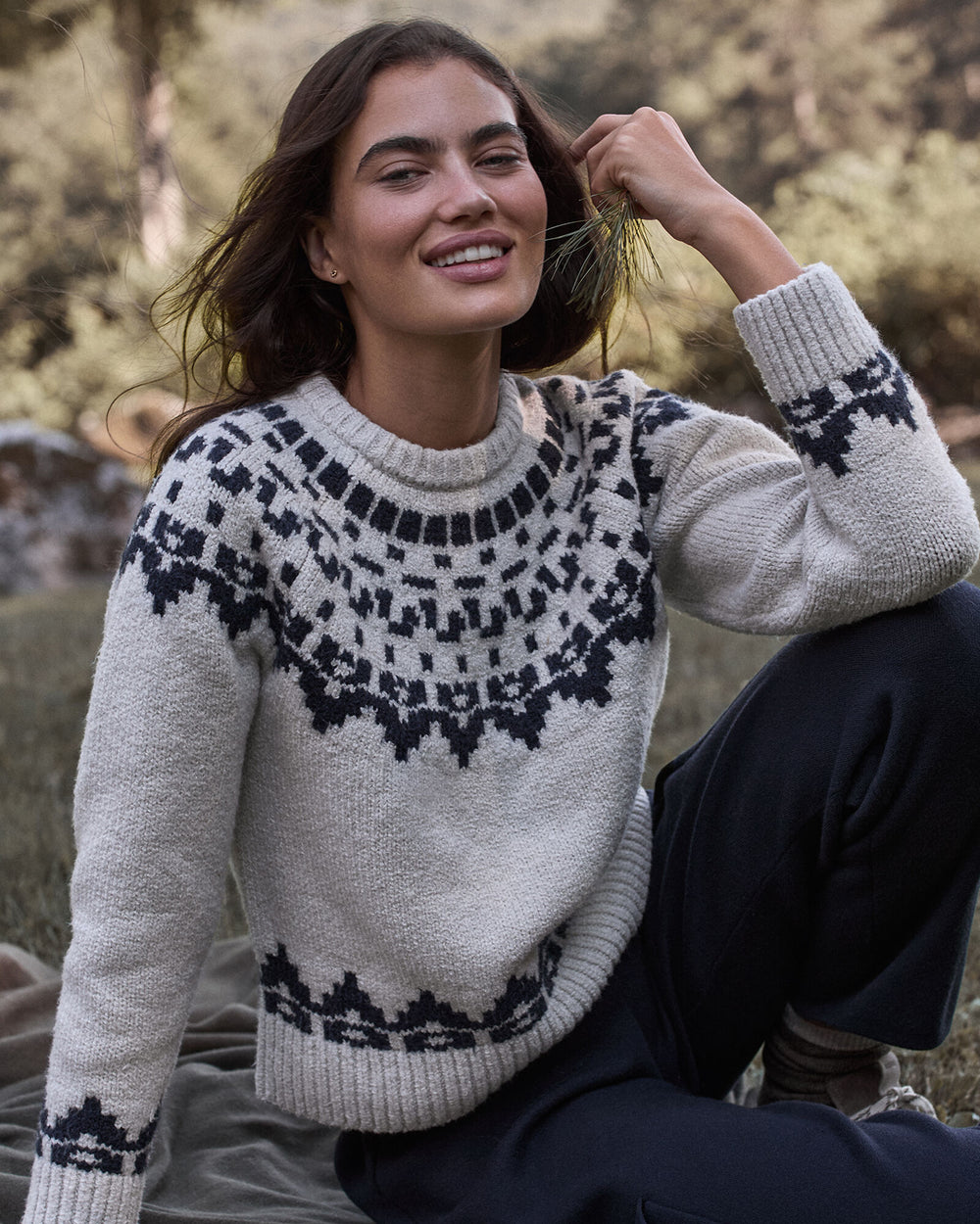 FULL MOON/NIGHTFALL HTHR ORGANIC COTTON BLEND JUNEAU FAIR ISLE CREWNECK SWEATER | Talbots online